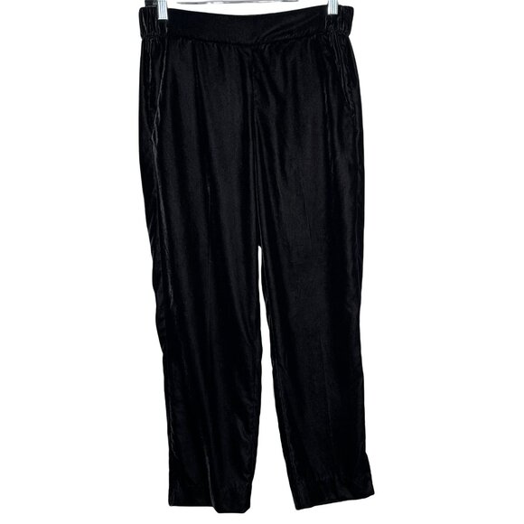 J Crew Velour Pants Womens XS 2 Black Pull On Straight Leg Lounge Work Soft - Picture 1 of 10